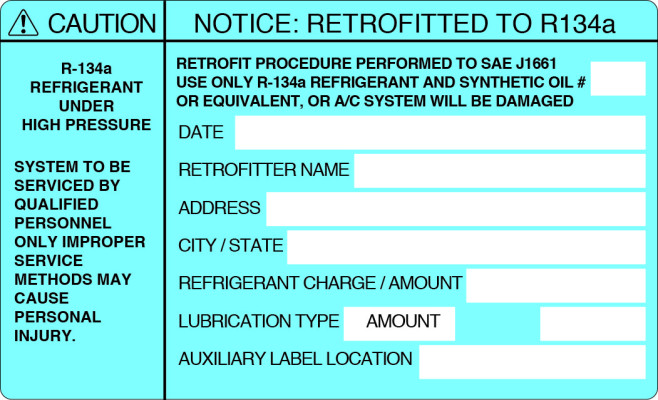 Image of A/C Repair Tool from Sunair. Part number: LABEL RETROFIT DELUX